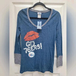 NBA Philadelphia 76ers Glitter Long Sleeve Tee Shirt Size Small NWT